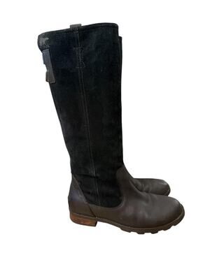 Sorel Emelie Knee Hi Black Leather Boot Waterproof Women size 7.5